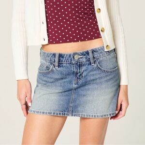 Hollister Denim Mini Skort Size 16 W33 Light Blue Wash Y2K Low Rise Jean Skirt